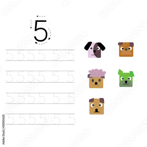Writing practice number one printable worksheet for preschool / kindergarten kids to improve basic writing skills , Number Tracing Worksheet: Writing 0-9