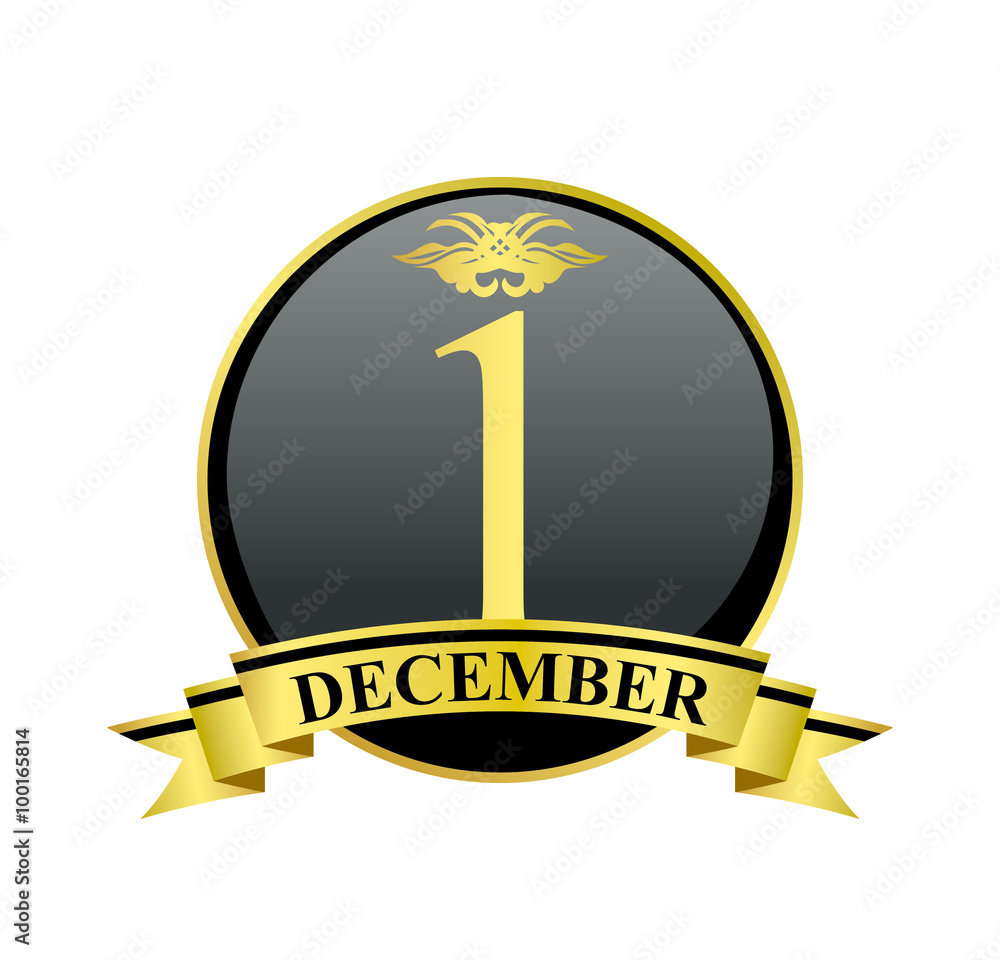 1 december golden calendar circle with ribbon 1 december golden calendar circle with ribbon
