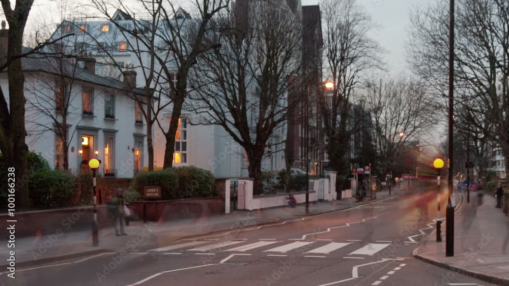 Panning time-lapse of traffic at Abbey Road in London. Panning time-lapse of traffic at Abbey Road in London.