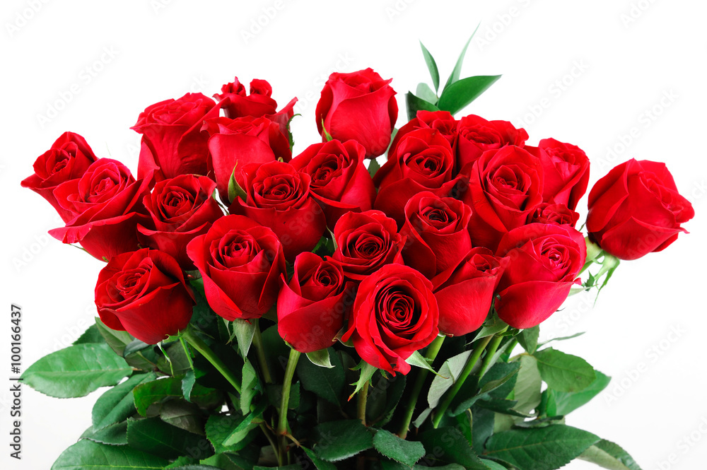 bouquet of red roses - obrazy, fototapety, plakaty 