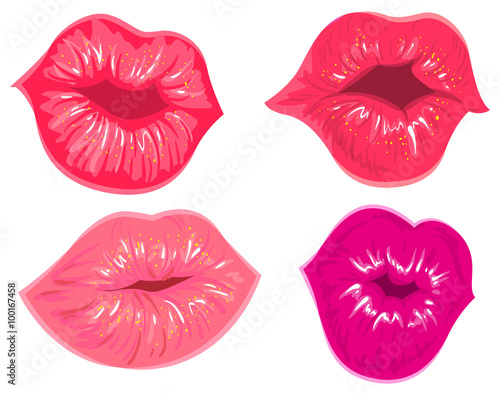 Set female lips kiss