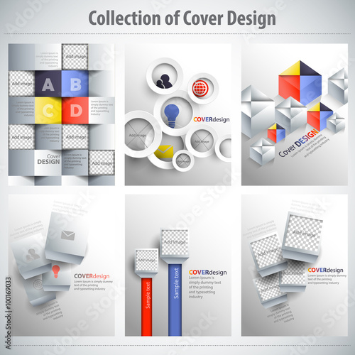 Collection of cover design, vector brochure, flyer template. Can be used as concept for your graphic design. Proportionally for A4 size