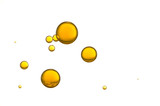 Yellow air bubbles isolated over a white background