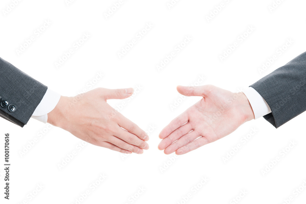 ビジネスマン同士の握手,白背景