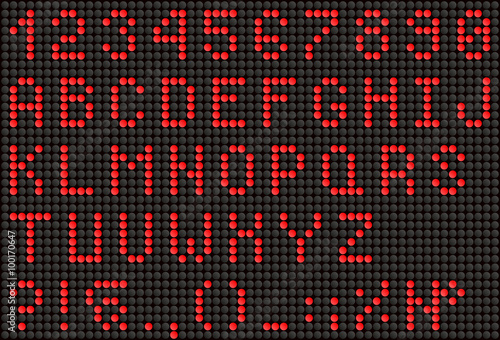 Wallpaper Mural Red LED alphabet and numbers, display font Torontodigital.ca