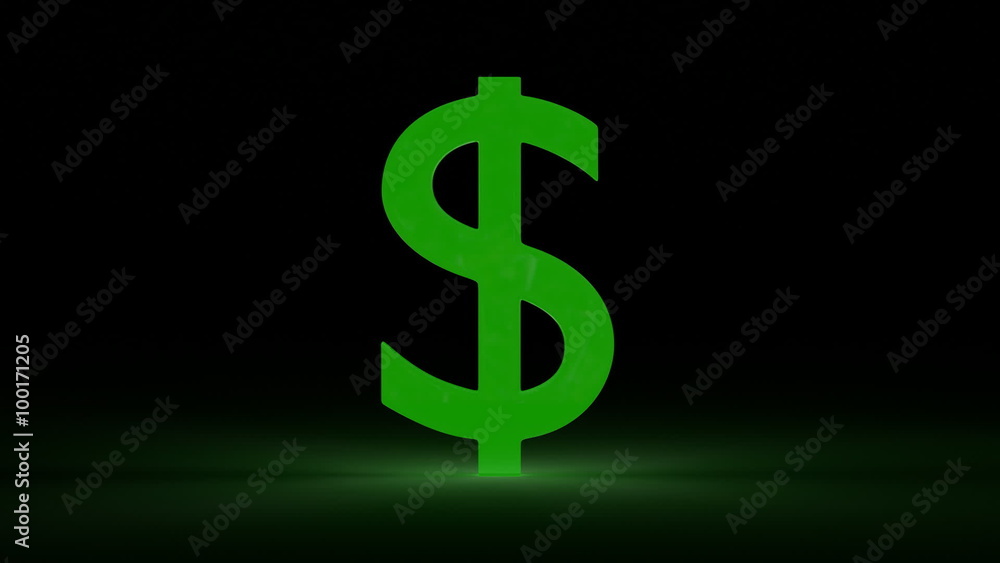 Animated green neon 3d dollar sign spinning and sliding in dark space. with motion blur. Animated green neon 3d dollar sign spinning and sliding in dark space. with motion blur.