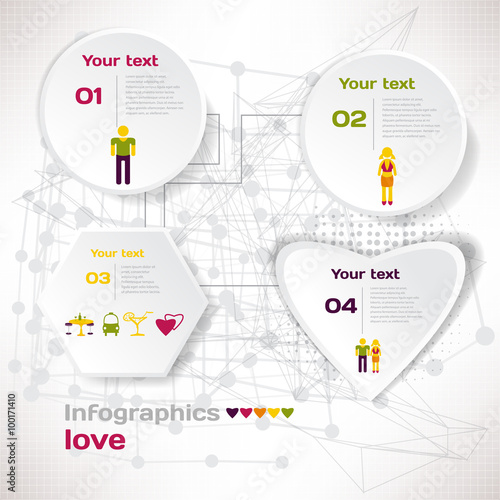 Vector elements for infographic. Template for Valentine love con