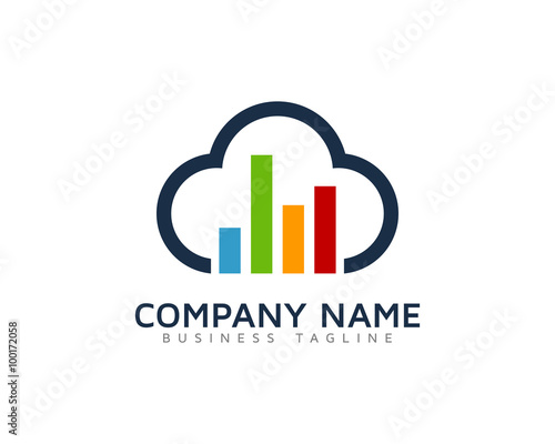 Cloud Statistics Logo Design Template 