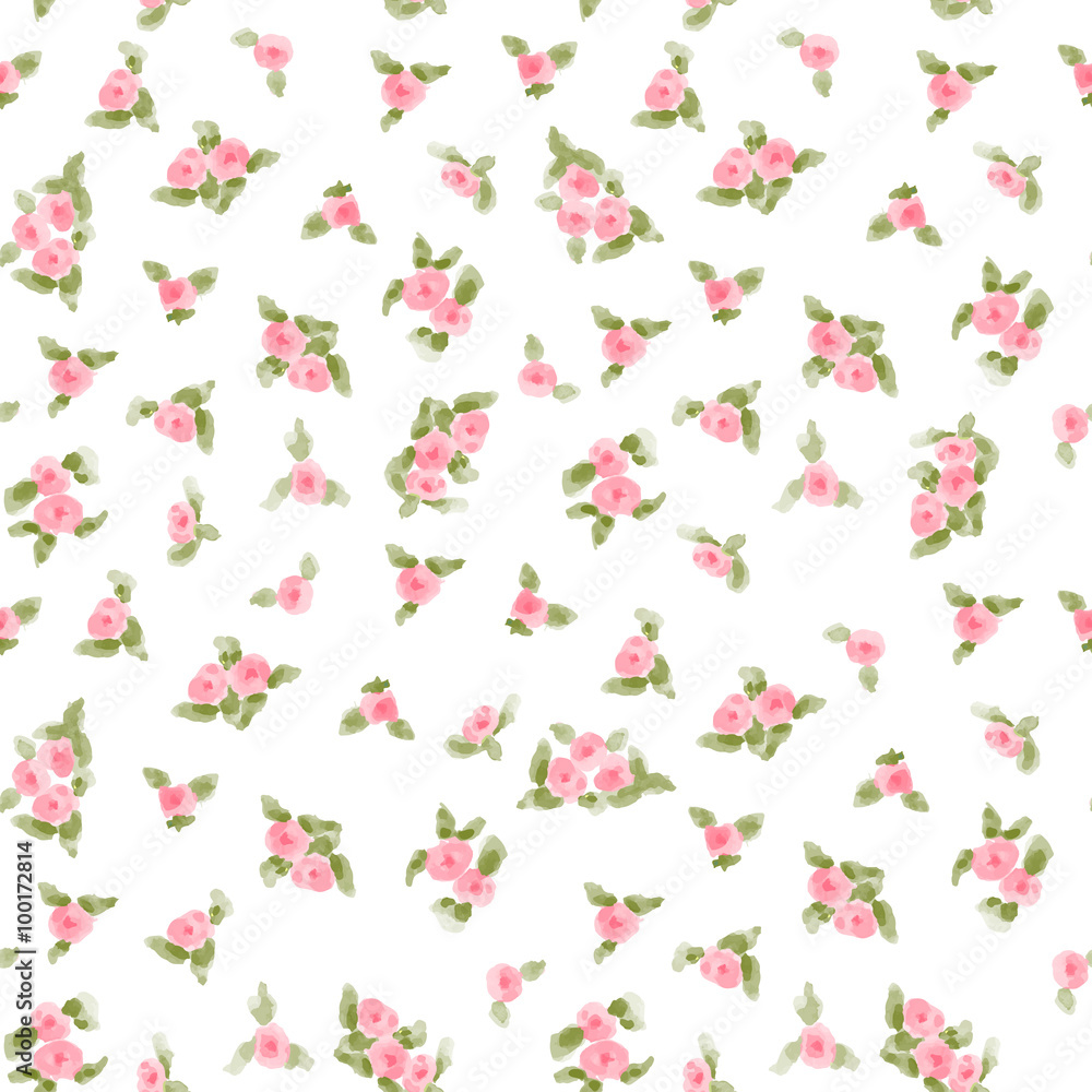 cute watercolor flowers seamless textile pattern. vector illustration