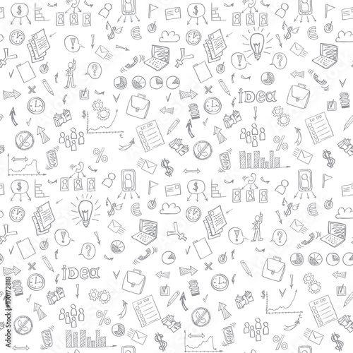 Business doodles seamless pattern. vector illustration