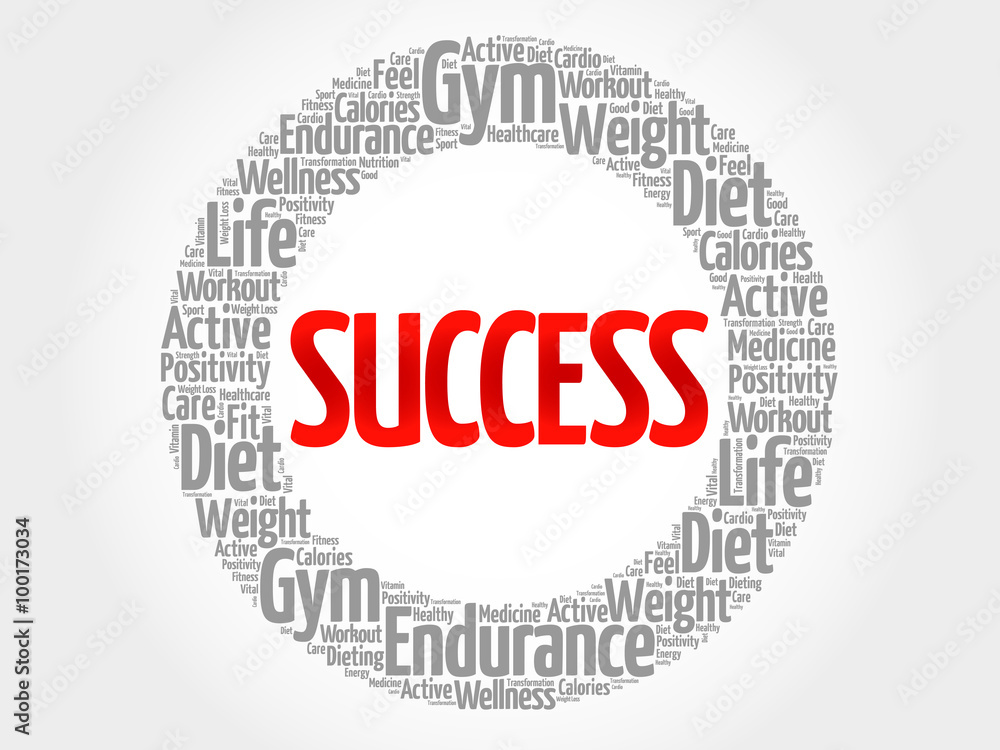 SUCCESS word cloud, fitness, sport, health concept