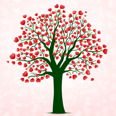 Red hearts tree vector