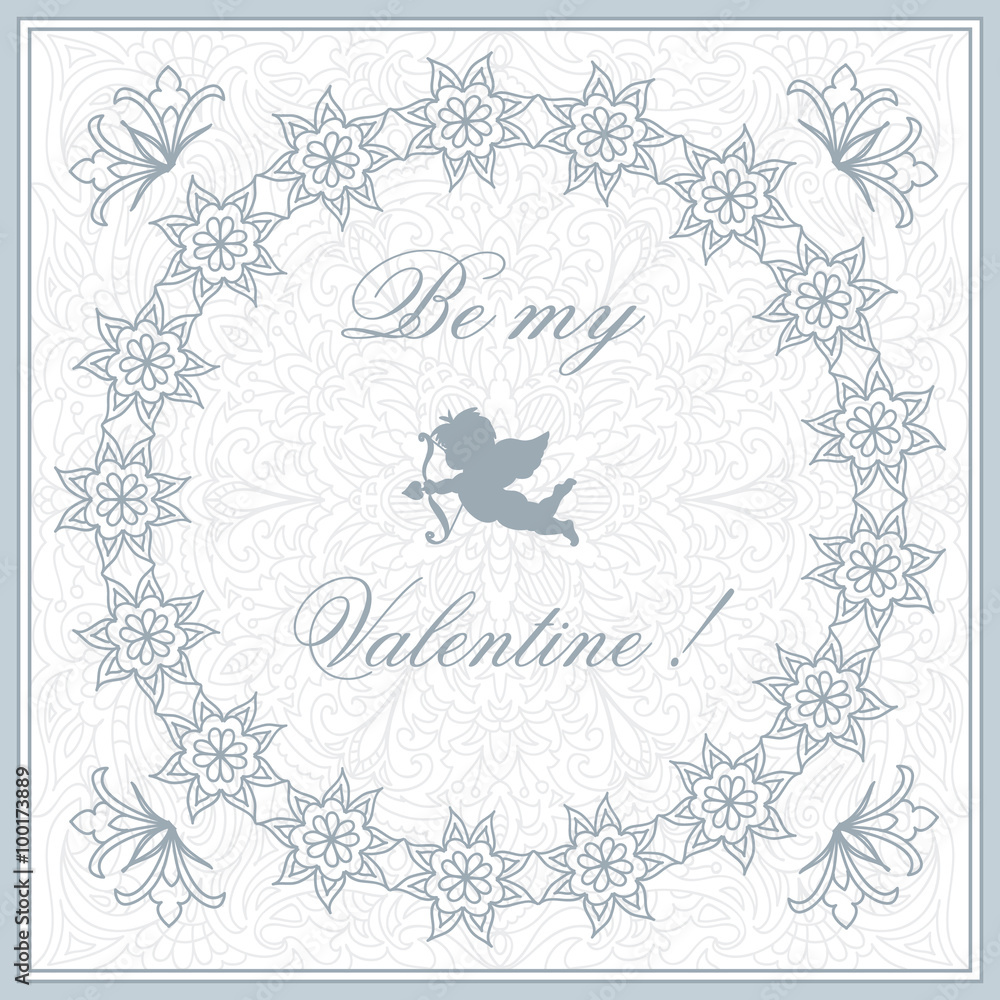 Fototapeta premium Valentine greeting card with cupid