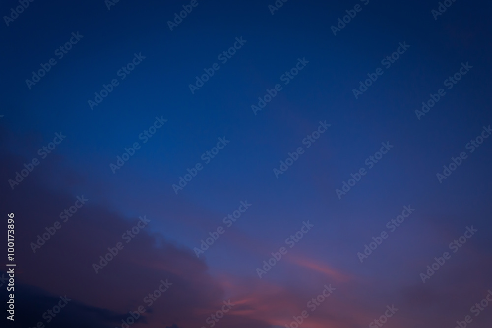 twilight sky background, blue sunset sky with cloud