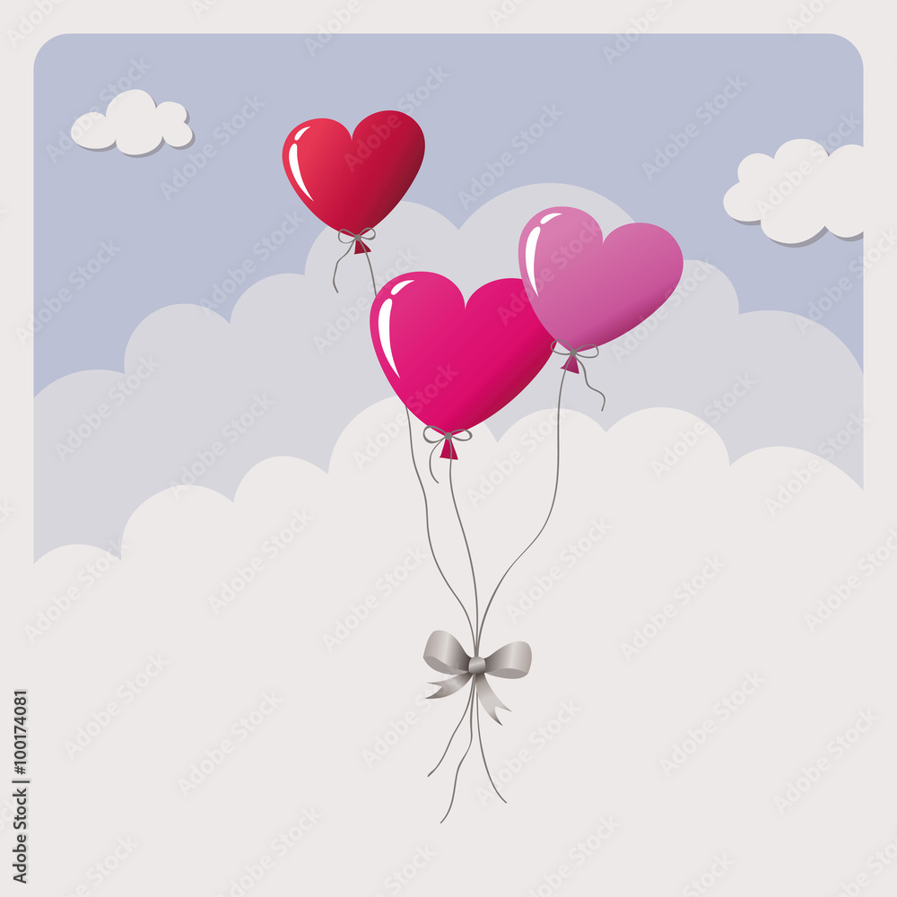 heart balloons flying in the sky