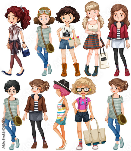 Girls in different clothings