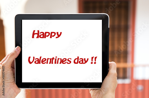 Tablet concept Valentine's Day signs: Signs of Valentine's Day o