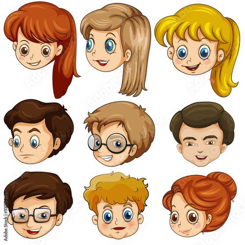 Human heads of male and female