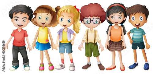 Boys and girls standing in group