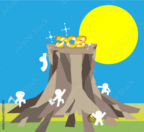 Finding a good job / Each one worker searches for a good job.