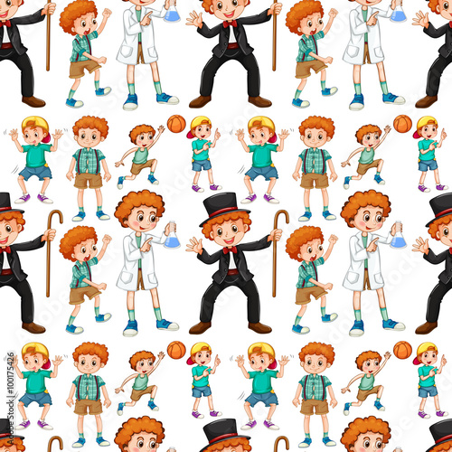 Seamless boys in different costume