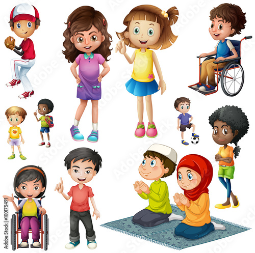 Boys and girls doing different activities