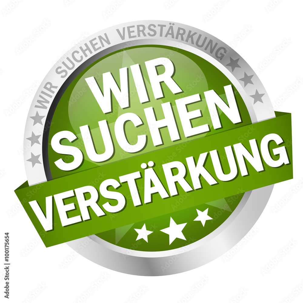 Button with banner Wir suchen Verstärkung Button with banner Wir suchen Verstärkung