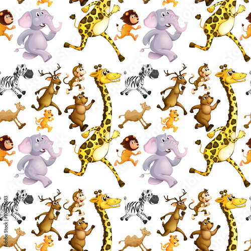 Seamless wild animals running