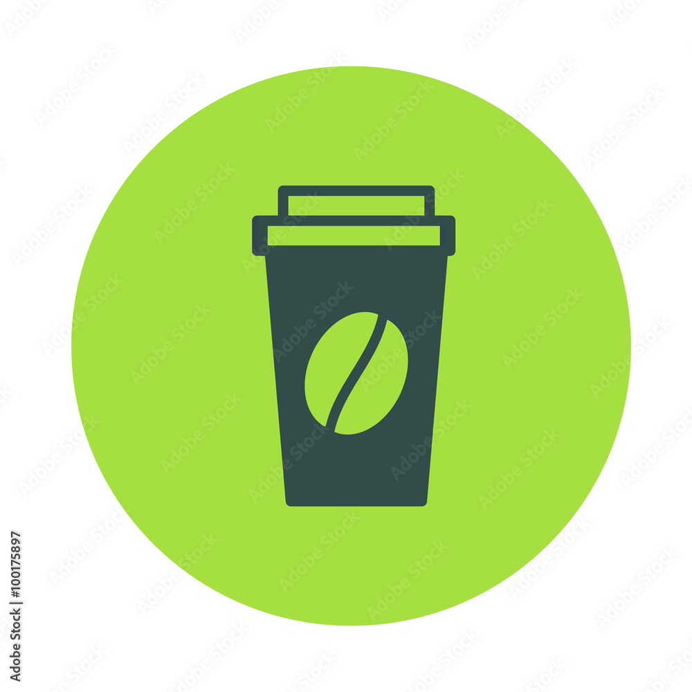Disposable coffee cup, container icon with beans logo, Vector illustration Disposable coffee cup, container icon with beans logo, Vector illustration