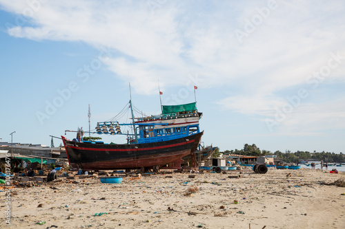 Fischerboote in Phan Thiet in Vietnam