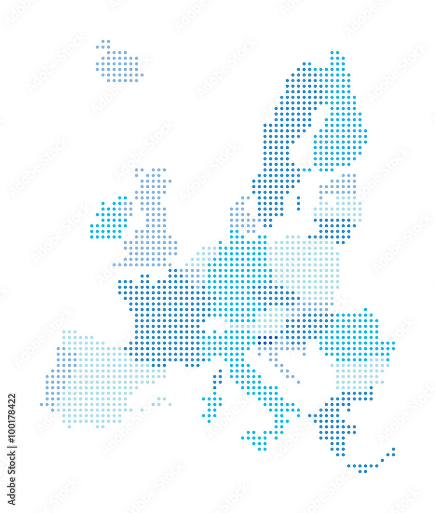 Naklejka premium Mapa Unii Europejskiej - niebieska
