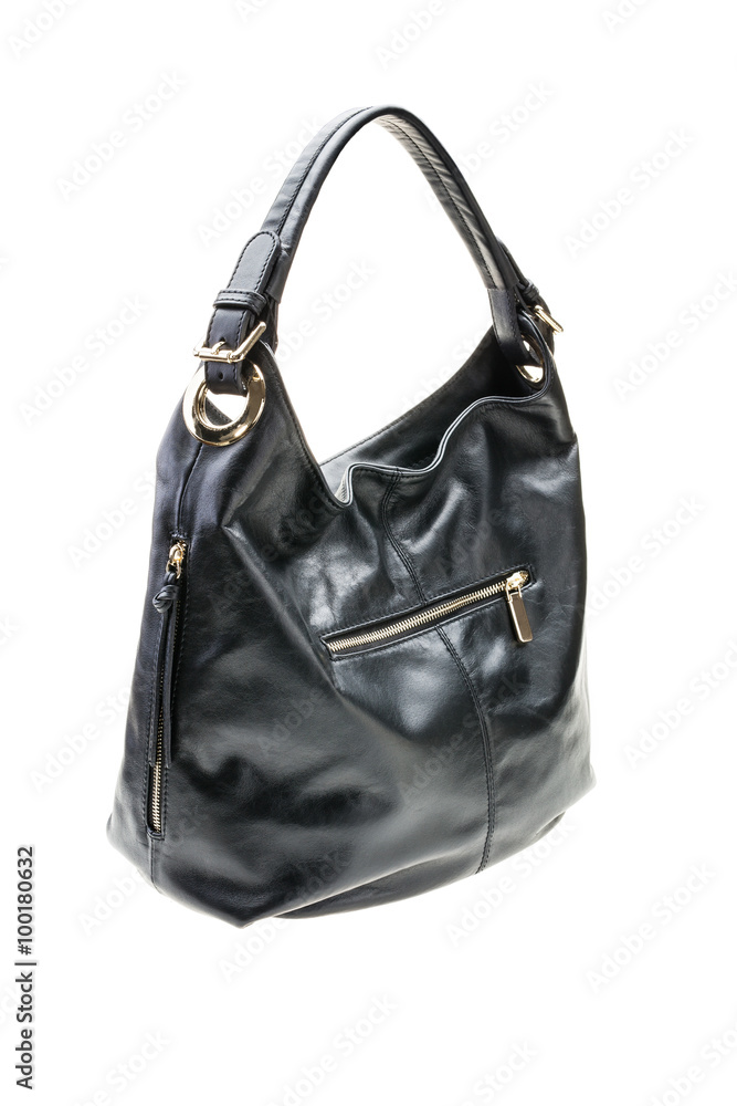 Black womens bag isolated on white background. Black womens bag isolated on white background.
