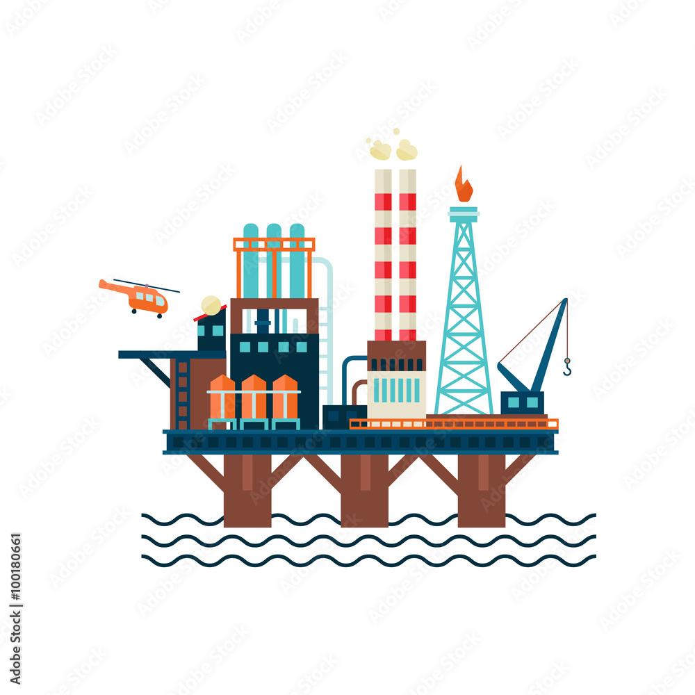 Oil Factory Platform. Vector Illustartion Oil Factory Platform. Vector Illustartion