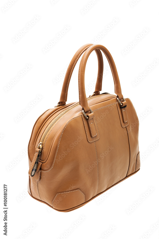 Brown womens bag isolated on white background. Brown womens bag isolated on white background.