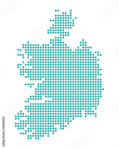 Karte von Irland - gepunktet (Türkis)