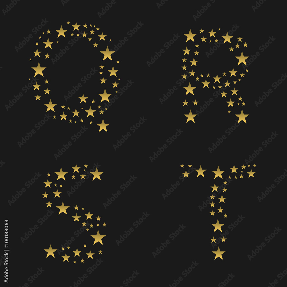 Golden stars alphabet