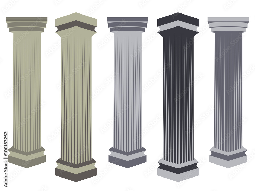 Column. Doric, Roman style. Set of columns. Vector illustration. Column. Doric, Roman style. Set of columns. Vector illustration.