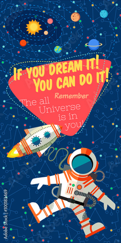 Vector illustration in flat style about outer space.