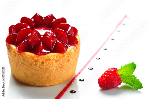 exquisite dessert, cake with berries. extraordinarily fine or admirable