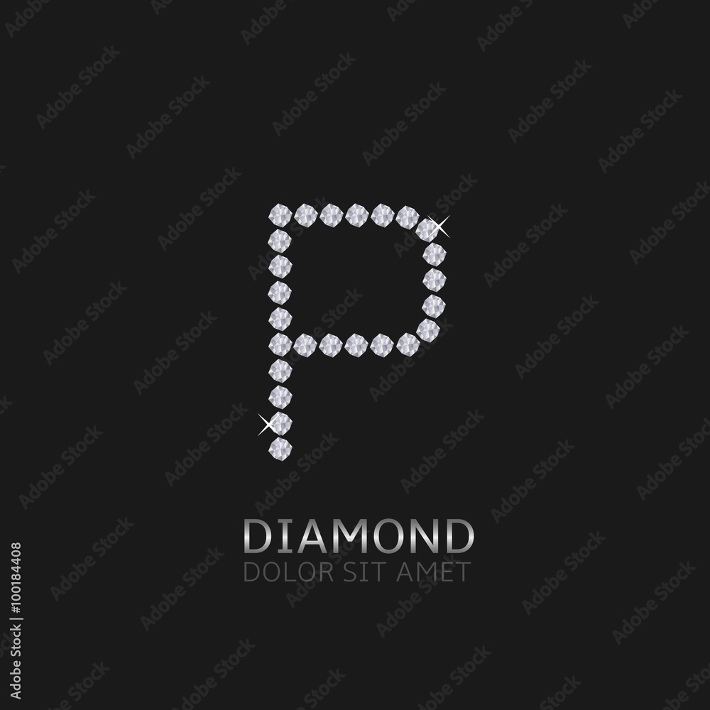 Letter P with gemstones
