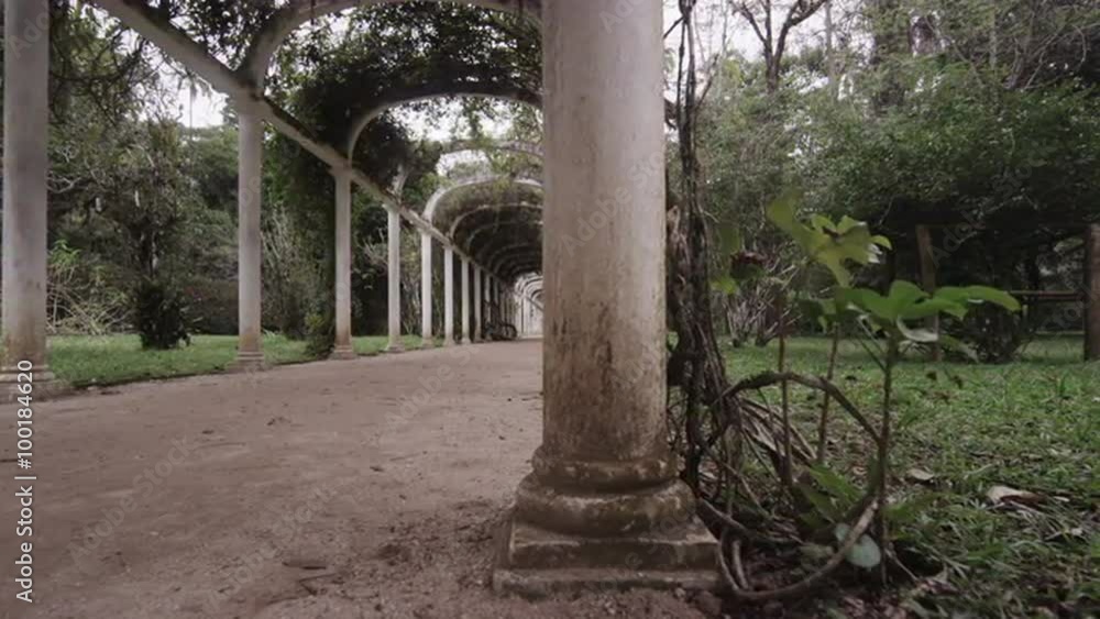 Right pan of ancient arches in Jardim Botanico in Rio Right pan of ancient arches in Jardim Botanico in Rio