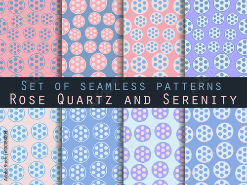 Seamless patterns with circles and dots. Set. Vector.