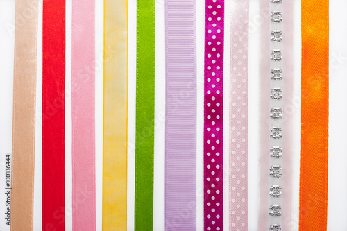 Colorful ribbons vertical on the white background