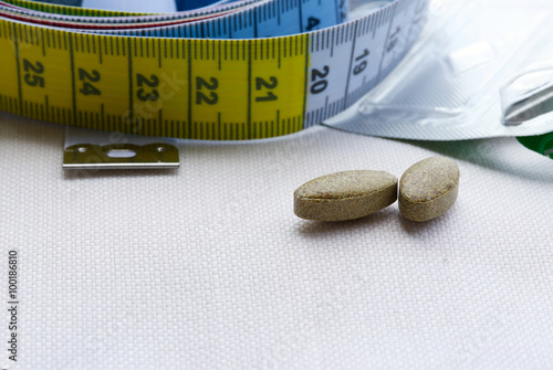 Weight loss pills.Closeup photo