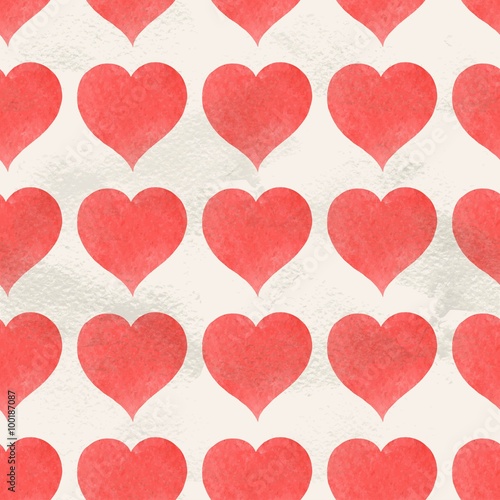 Seamless vintage pattern of big red hand drawn watercolor paint