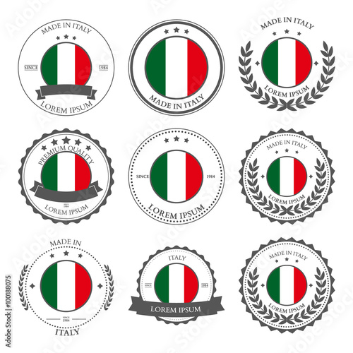 Made in Italy, seals, badges. Vector illustration
