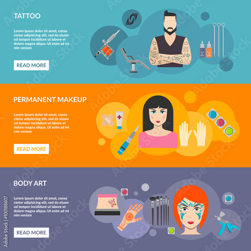 Set of body art tattoo makeup with description