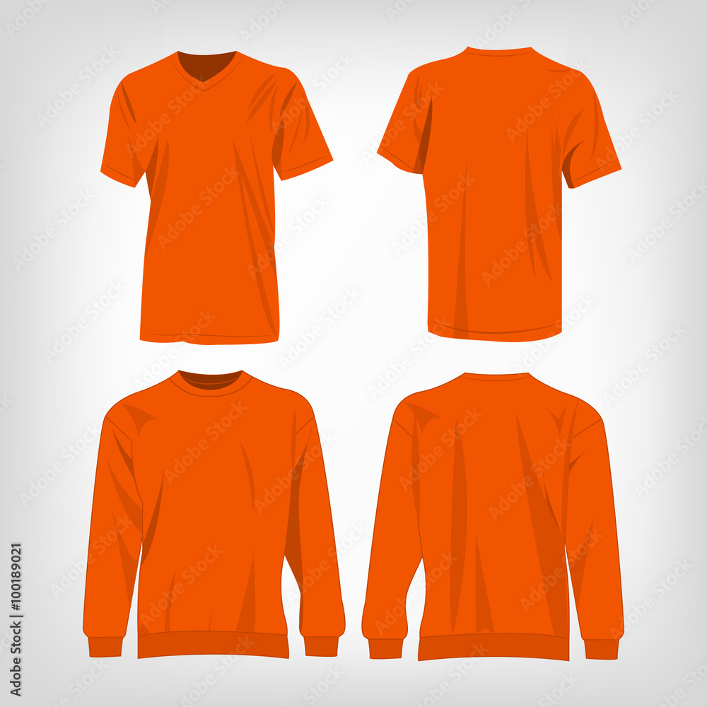 Sport orange t-shirt and sweater isolated set vector Stock Vector