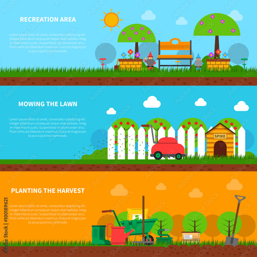 Gardening banner set Gardening banner set