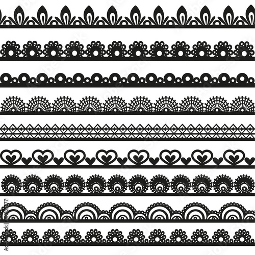 Large set of openwork lace borders black